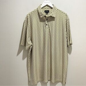 CHASE 54 Men’s Yellow Brown Geometric Print Golf Polo Quick Dry Short Slv Sz XL
